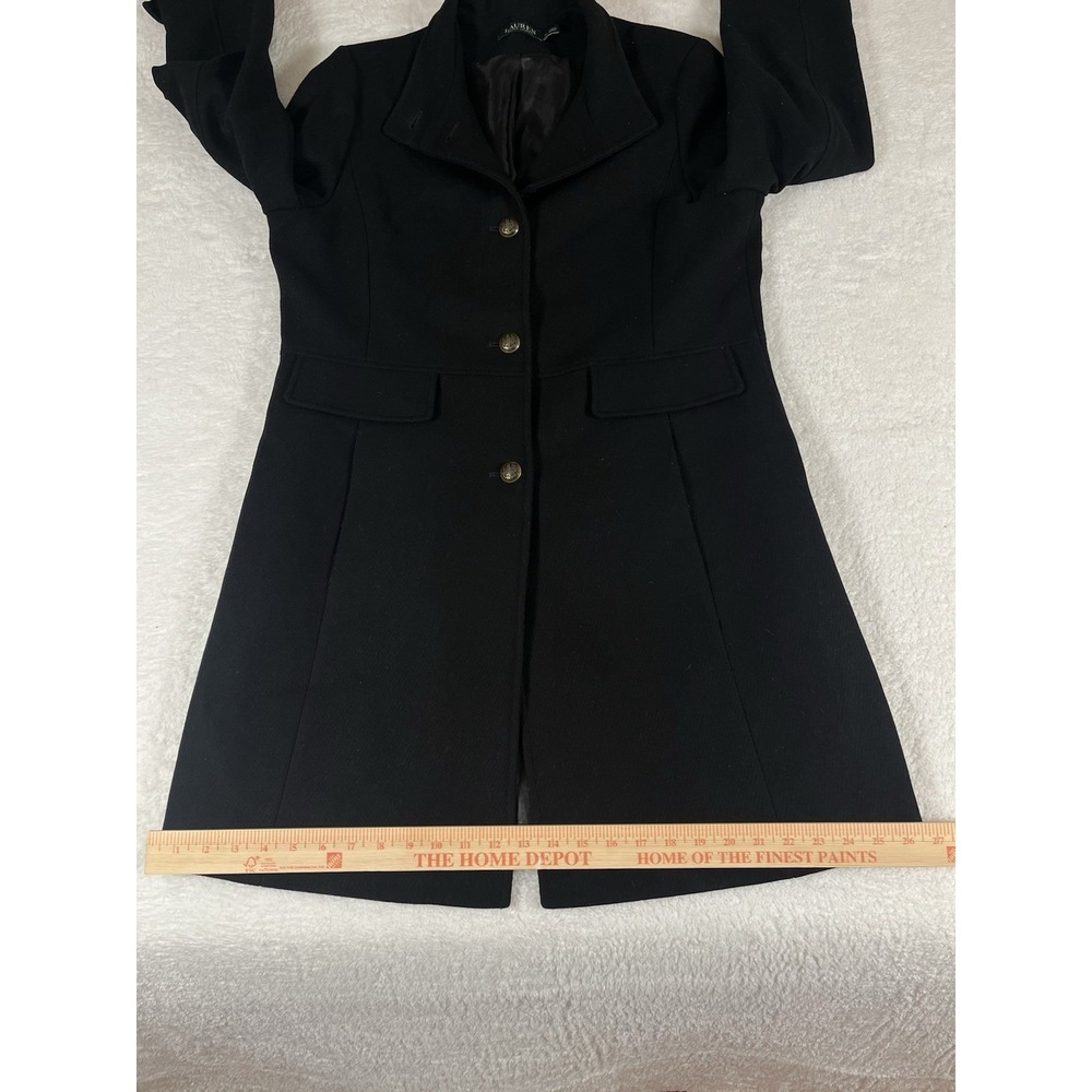 Lauren Ralph Lauren Black Wool Blend Peacoat Military Long Jacket Women's Sz 16 - Picture 14 of 14